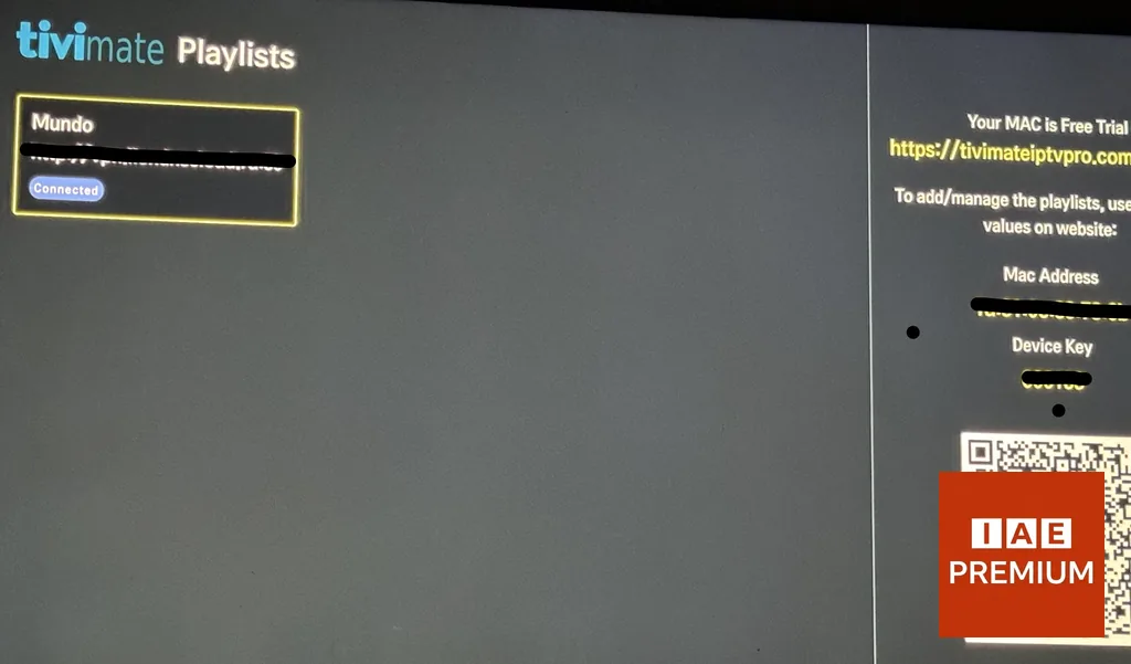 Tivimate - IPTV Liaison de la playlist via QR Code et portail d'activation